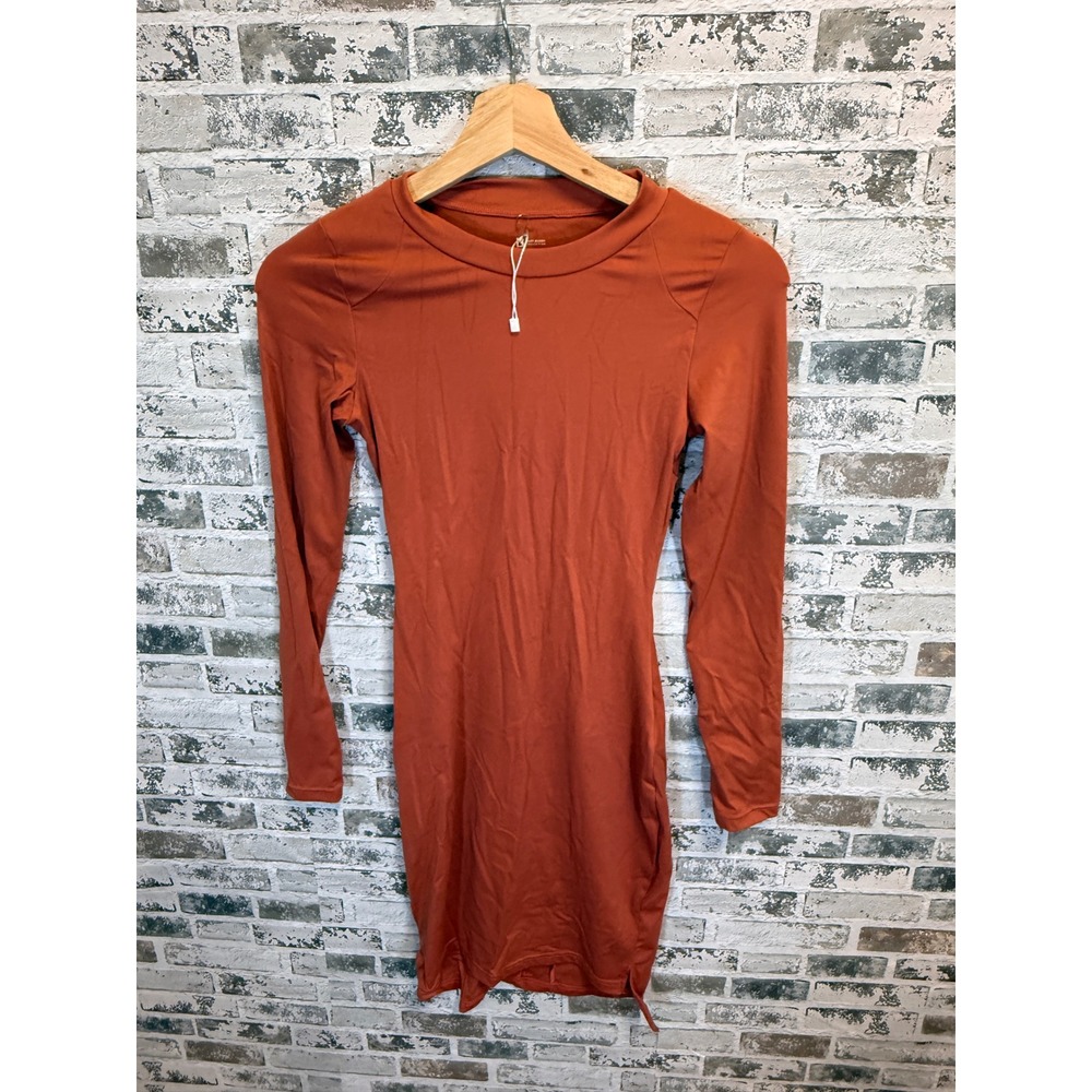 Buffbunny Collection Bodycon Dress Women Small Rust Long Sleeve Athletic Mini